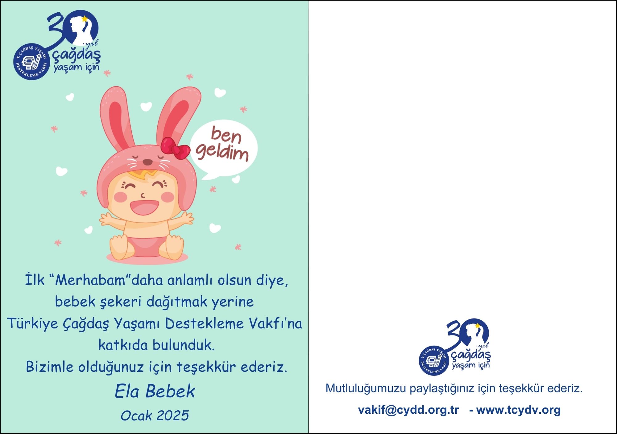 Sertifika Ben Geldim A6 Kız Çocuk